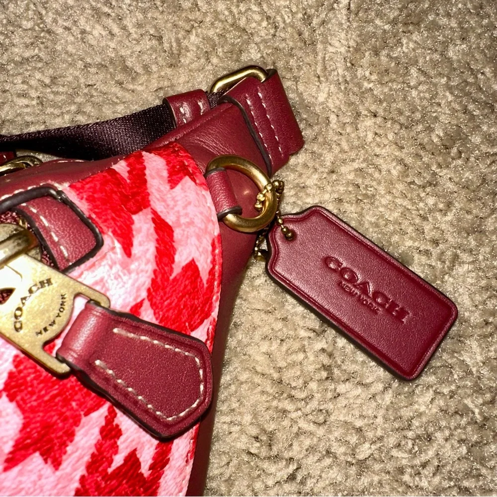 COACH Leather Warren Bag - Houndstooth Print